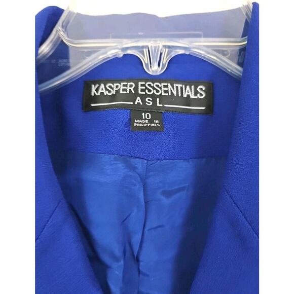 Kasper Essentials ASL~Woman Sz. 10~Royal Blue Jacket Blazer Short Sleeve Button - Picture 9 of 12